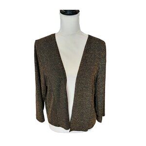 NWT Onyx Metalica Black Gold Eve Night Open Cardigan Sweater in‎ Size L